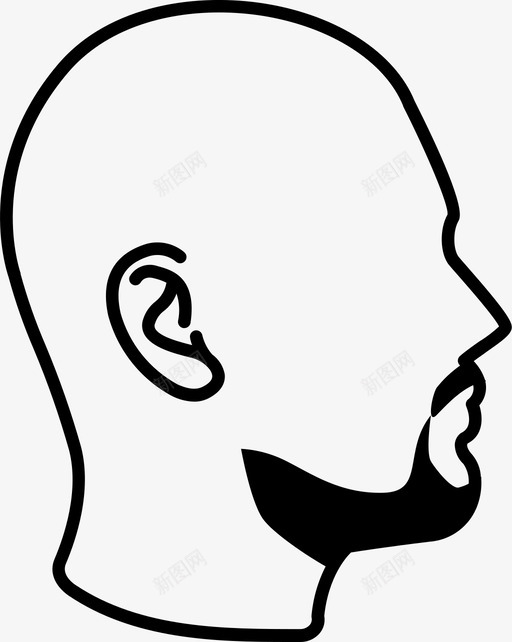 秃头头男性图标svg_新图网 https://ixintu.com 侧面 头 男性 男性发型 秃头