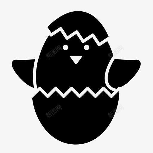小鸡鸟蛋图标svg_新图网 https://ixintu.com 复活节雕文 孵化 小鸡 蛋 鸟