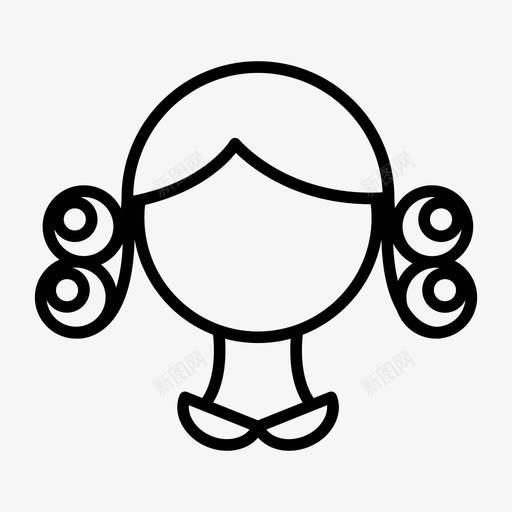 烫发女孩头发图标svg_新图网 https://ixintu.com 发型 头发 女孩 烫发 短发