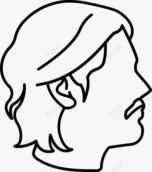 长发卷发发型图标svg_新图网 https://ixintu.com 卷发 发型 波浪形 男性 男性发型轮廓 长发