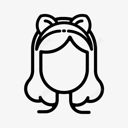 女孩脸头发图标svg_新图网 https://ixintu.com 人 头发 头带 女孩 戴着头巾的女孩 脸