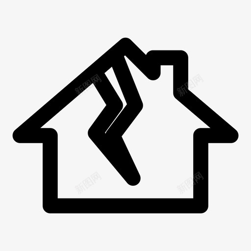 房屋裂缝建筑物损坏图标svg_新图网 https://ixintu.com 建筑物 房屋 房屋裂缝 损坏