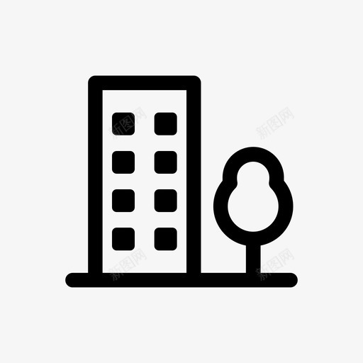 城市景观建筑城镇图标svg_新图网 https://ixintu.com 城市景观 城镇 建筑 树木