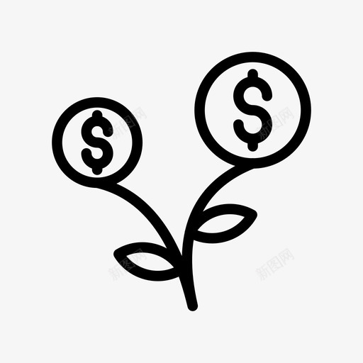 成长商业美元图标svg_新图网 https://ixintu.com 商业 商业和金融线图标 工厂 成功 成长 美元