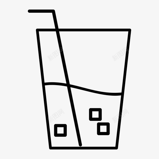 玻璃饮料冰块图标svg_新图网 https://ixintu.com 冰块 吸管 水 液体 玻璃 饮料