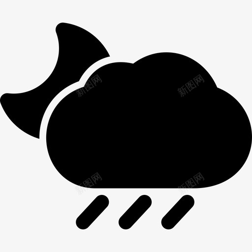 下雨小雨夜晚图标svg_新图网 https://ixintu.com 下雨 夜晚 天气 小雨