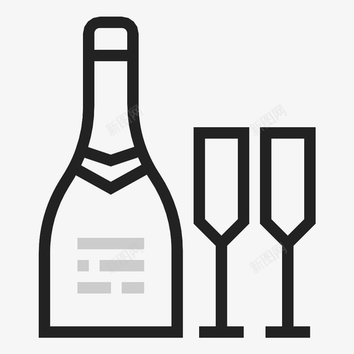 有玻璃杯的瓶子香槟饮料图标svg_新图网 https://ixintu.com 有玻璃杯的瓶子 饮料 香槟