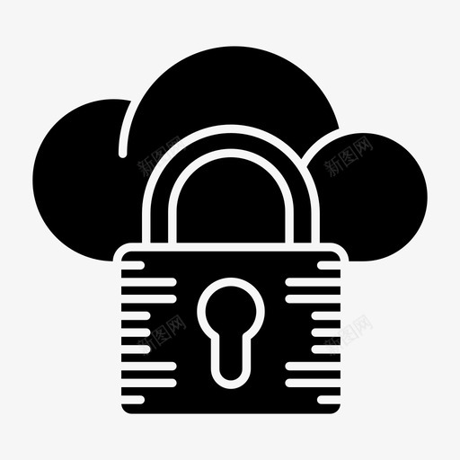 云安全数据锁图标svg_新图网 https://ixintu.com 云安全 保护 安全填充 数据 锁
