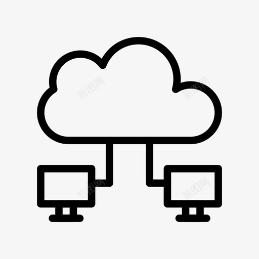 云连接开发图标svg_新图网 https://ixintu.com 云 开发 服务器 网络 艺术设计开发线图标 连接