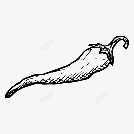 辣椒食物手绘图标svg_新图网 https://ixintu.com 手绘 素描 蔬菜 辣椒 食物