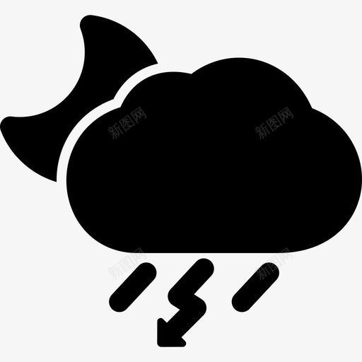 暴雨夜间雷雨图标svg_新图网 https://ixintu.com 夜间 天气 暴雨 雷雨