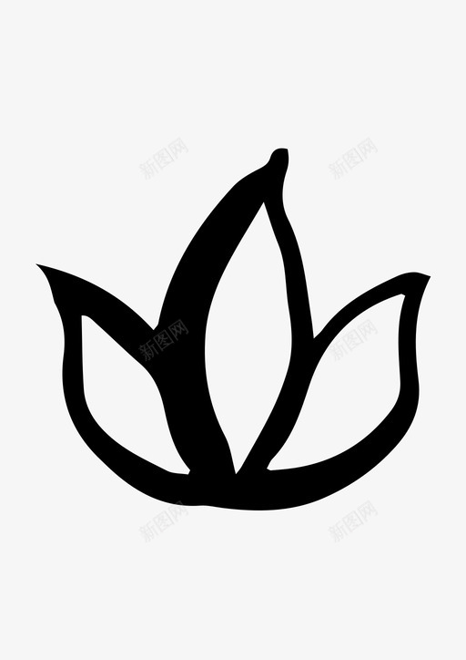 莲花手绘叶子图标svg_新图网 https://ixintu.com 叶子 手绘 自然 莲花