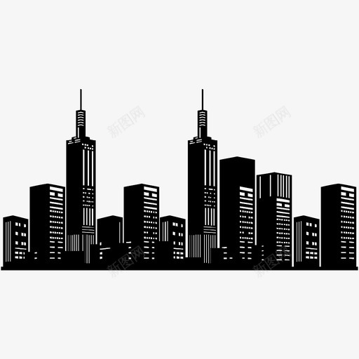 城市建筑物街区图标svg_新图网 https://ixintu.com 城市 城镇 天际线 建筑物 街区