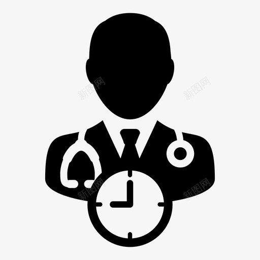 医生时钟咨询图标svg_新图网 https://ixintu.com 医生 医生向量图标 医疗 听诊器 咨询 时钟 时间
