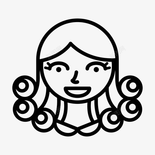 烫发美女女孩图标svg_新图网 https://ixintu.com 头发 女孩 漂亮 烫发 美女 长发