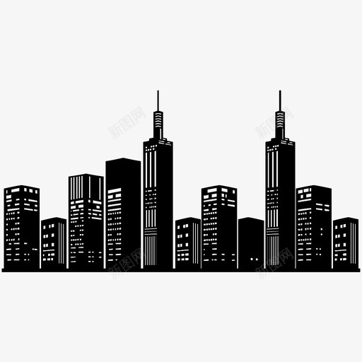 城市建筑物街区图标svg_新图网 https://ixintu.com 城市 城镇 天际线 建筑物 街区