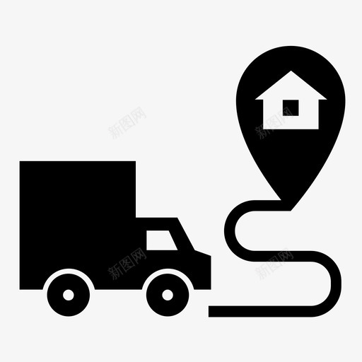 送货上门送货地点路线图标svg_新图网 https://ixintu.com 卡车 物流配送 装运地点 路线 送货上门 送货地点