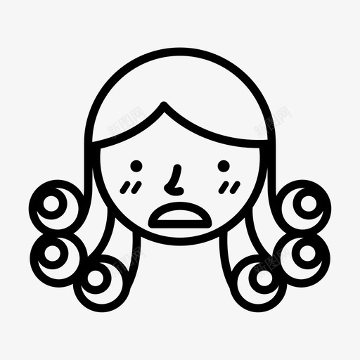 烫发脸女孩图标svg_新图网 https://ixintu.com 头发 女孩 年轻 烫发 脸 长发