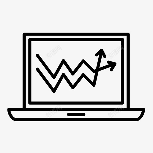 折线图业务数据图标svg_新图网 https://ixintu.com 业务 图形 图形和图表线条图标 折线图 数据 笔记本电脑