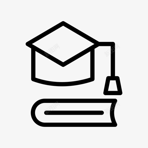 毕业生商业帽子图标svg_新图网 https://ixintu.com 商业 商业和金融线图标 帽子 文凭 毕业生