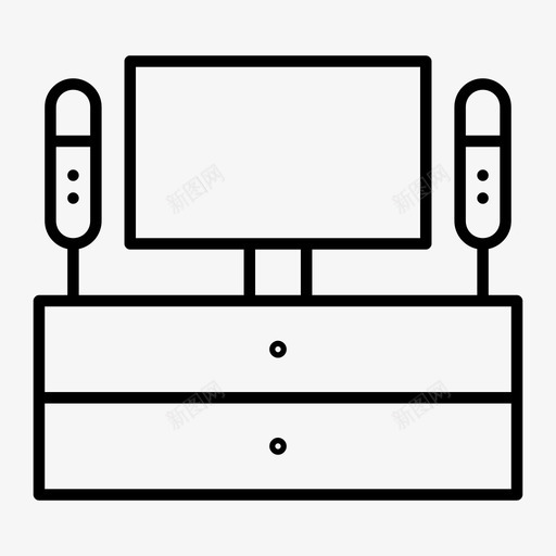 电视台家具家用图标svg_新图网 https://ixintu.com 室内 家具 家用 电视 电视台