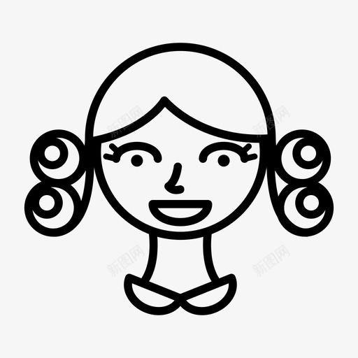 烫发脸女孩图标svg_新图网 https://ixintu.com 发廊 头发 女孩 烫发 脸