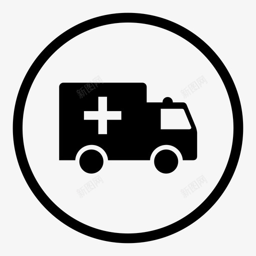 救护车急救车卡车图标svg_新图网 https://ixintu.com 医疗车 卡车 急救车 救护车