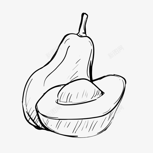 鳄梨美味水果图标svg_新图网 https://ixintu.com 健康 手绘水果 手绘鳄梨 水果 美味 鳄梨