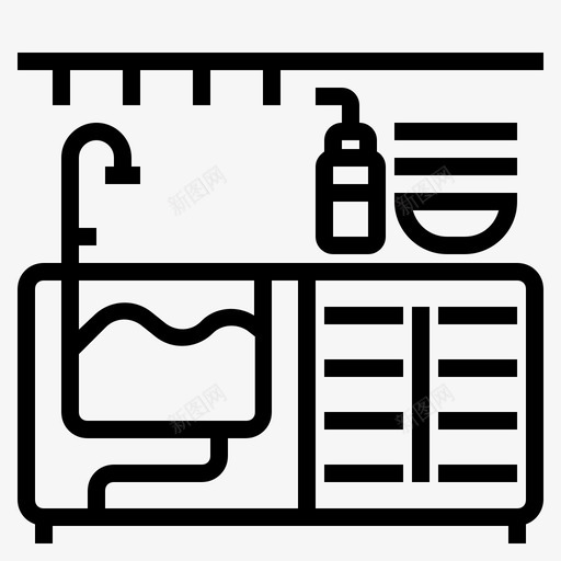 水槽脸盆厨房图标svg_新图网 https://ixintu.com 厨房 厨房和炊具 厨房用具 水槽 洗衣机 脸盆