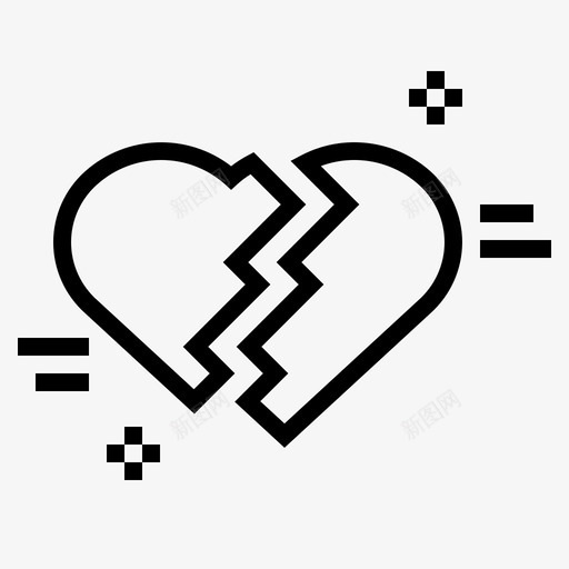 破碎的心爱情人节图标svg_新图网 https://ixintu.com 情人节 爱 破碎的心