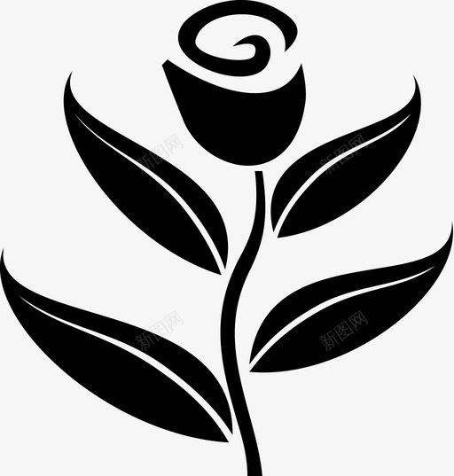 玫瑰花绿图标svg_新图网 https://ixintu.com 叶 植物 玫瑰 绿 花