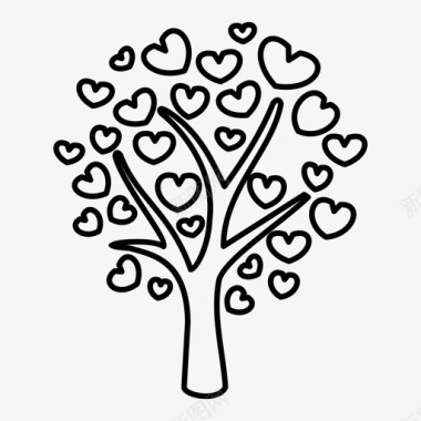 爱情树家庭树心形树图标图标