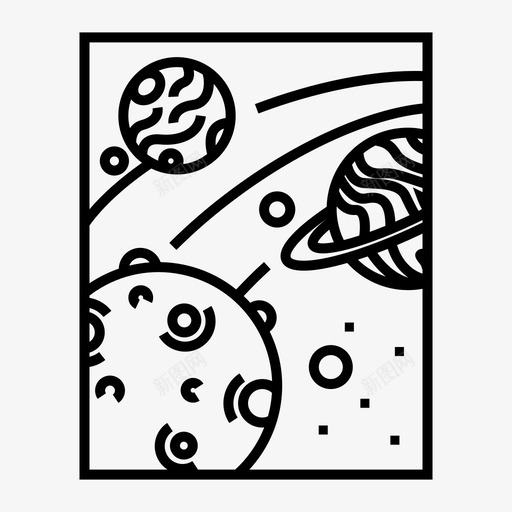 行星星系轨道图标svg_新图网 https://ixintu.com 太空探索线图解集 星系 空间 系统 行星 轨道