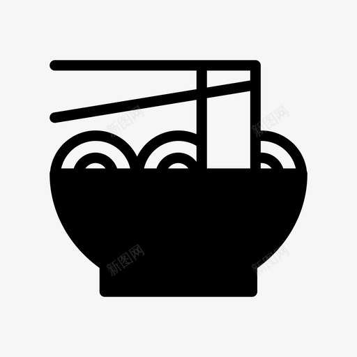 中国面条亚洲碗图标svg_新图网 https://ixintu.com 中国新年庆祝固体图标集 中国面条 亚洲 碗 筷子 食物