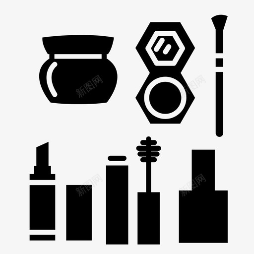 化妆套装化妆包腮红图标svg_新图网 https://ixintu.com 化妆包 化妆品 化妆套装 唇膏 时尚女装 睫毛膏 腮红