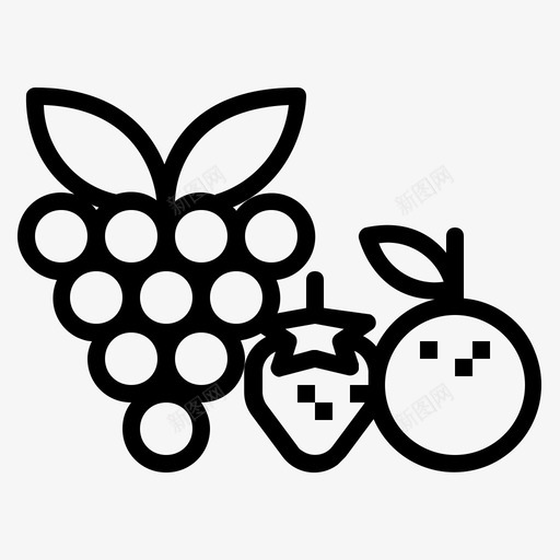水果葡萄橘子图标svg_新图网 https://ixintu.com 健康 橘子 水果 草莓 葡萄