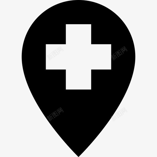 医院地址位置图标svg_新图网 https://ixintu.com 位置 别针 别针和旗帜 医院 地图 地址