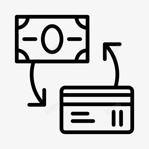 转账信用卡货币图标svg_新图网 https://ixintu.com 信用卡 货币 购物 购物和电子商务线路图标第1卷 转账
