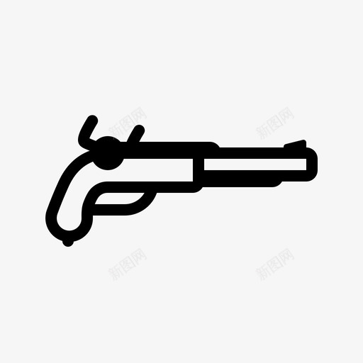 燧石手枪黑色枪图标svg_新图网 https://ixintu.com 枪 武器 海盗瘦图标包 火药 燧石手枪 钢 黑色