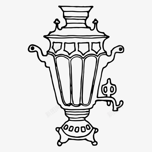 萨莫瓦手绘素描图标svg_新图网 https://ixintu.com 手绘 素描 茶 茶壶 萨莫瓦