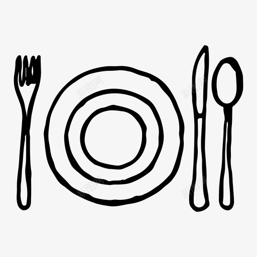 餐具叉子刀图标svg_新图网 https://ixintu.com 刀 叉子 手绘 盘子 窥探器 餐具