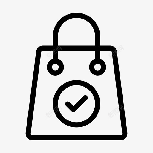 勾号袋子支票图标svg_新图网 https://ixintu.com 勾号 完成 支票 袋子 购物 购物和电子商务线图标第二卷