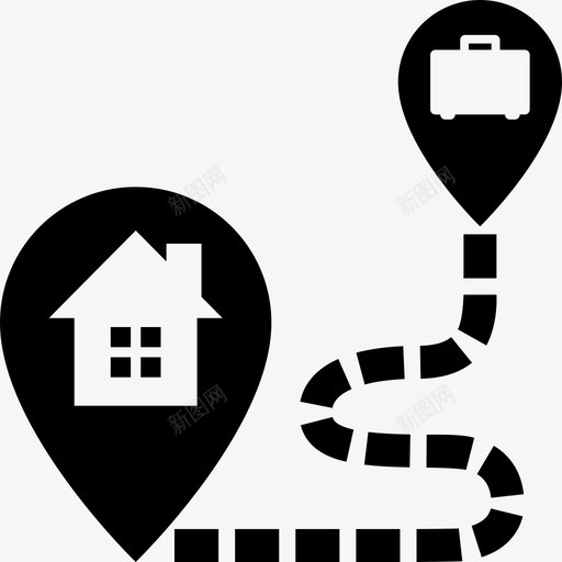 工作之家距离地图图标svg_新图网 https://ixintu.com 别针和旗帜 地图 工作之家 规划 距离 路线