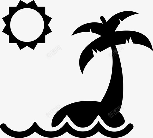 海滩椰树大海图标svg_新图网 https://ixintu.com 大海 椰树 海滩 阳光
