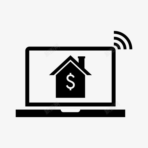 网上卖房银行贷款图标svg_新图网 https://ixintu.com 房产 房地产 网上卖房 贷款 银行