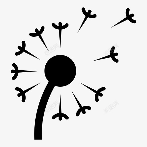 蒲公英花苍蝇图标svg_新图网 https://ixintu.com 种子 花 苍蝇 蒲公英 风