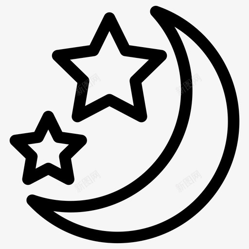 夜幕新月月亮图标svg_新图网 https://ixintu.com 夜幕 夜轮廓 新月 星星 月亮