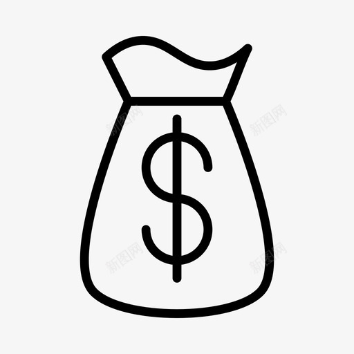 包现金美元图标svg_新图网 https://ixintu.com 包 现金 美元 购物 购物和电子商务线图标第一卷 钱