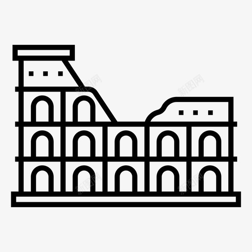 古罗马斗兽场古竞技场地标图标svg_新图网 https://ixintu.com 古竞技场 古罗马斗兽场 地标 地标世界漫游线图标集 罗马