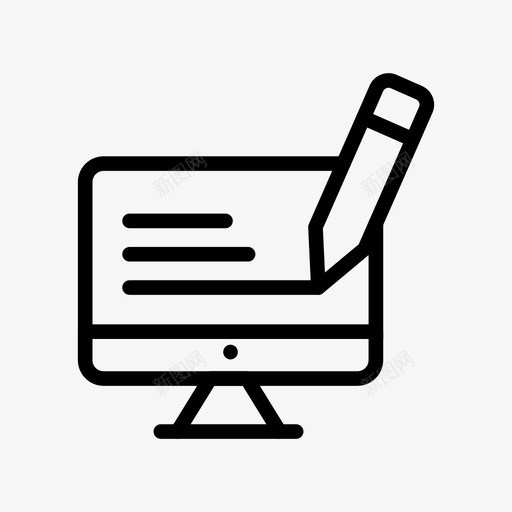 监控显示编辑图标svg_新图网 https://ixintu.com 写入 在线营销线图标第一卷 技术 显示 监控 编辑